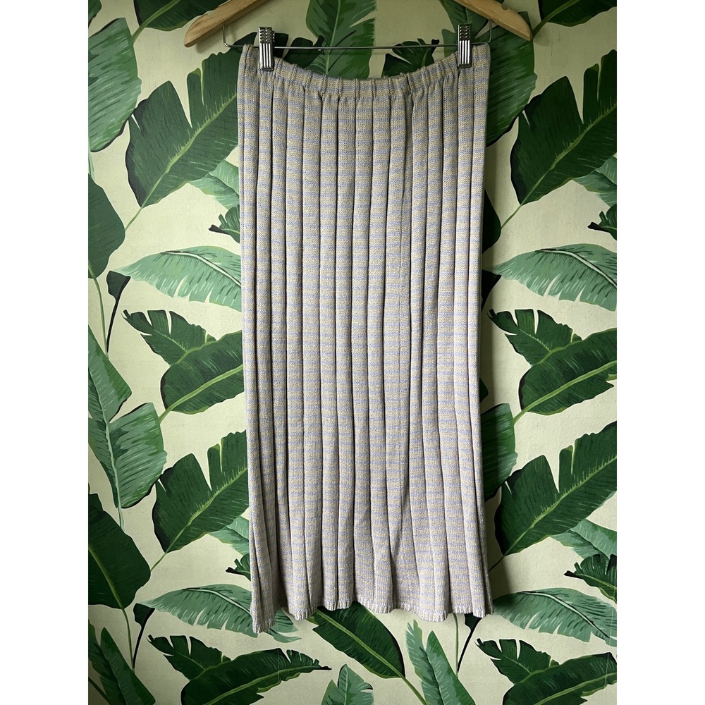 Unbranded‎ Evening Knit Pleated Skirt Womens Size 4 Beige Purple